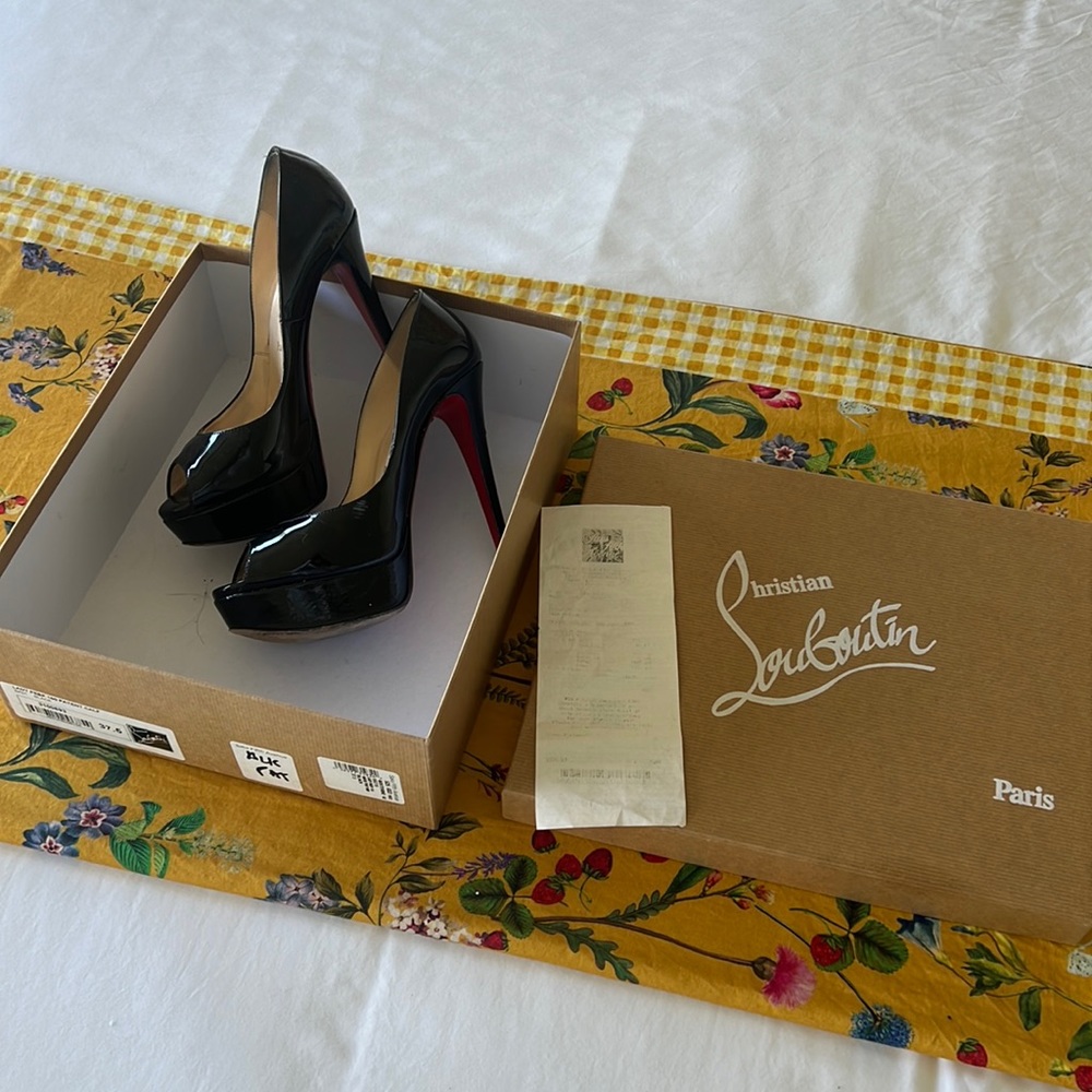 Christian Louboutin Lady Peep 150 Calf Black Sky High Sexy Heels